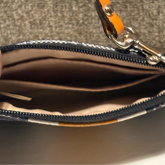 Coach Orange Blue White Wristlet Zippered Card Holder Wristbag Designer Logo - Picture 7 of 7